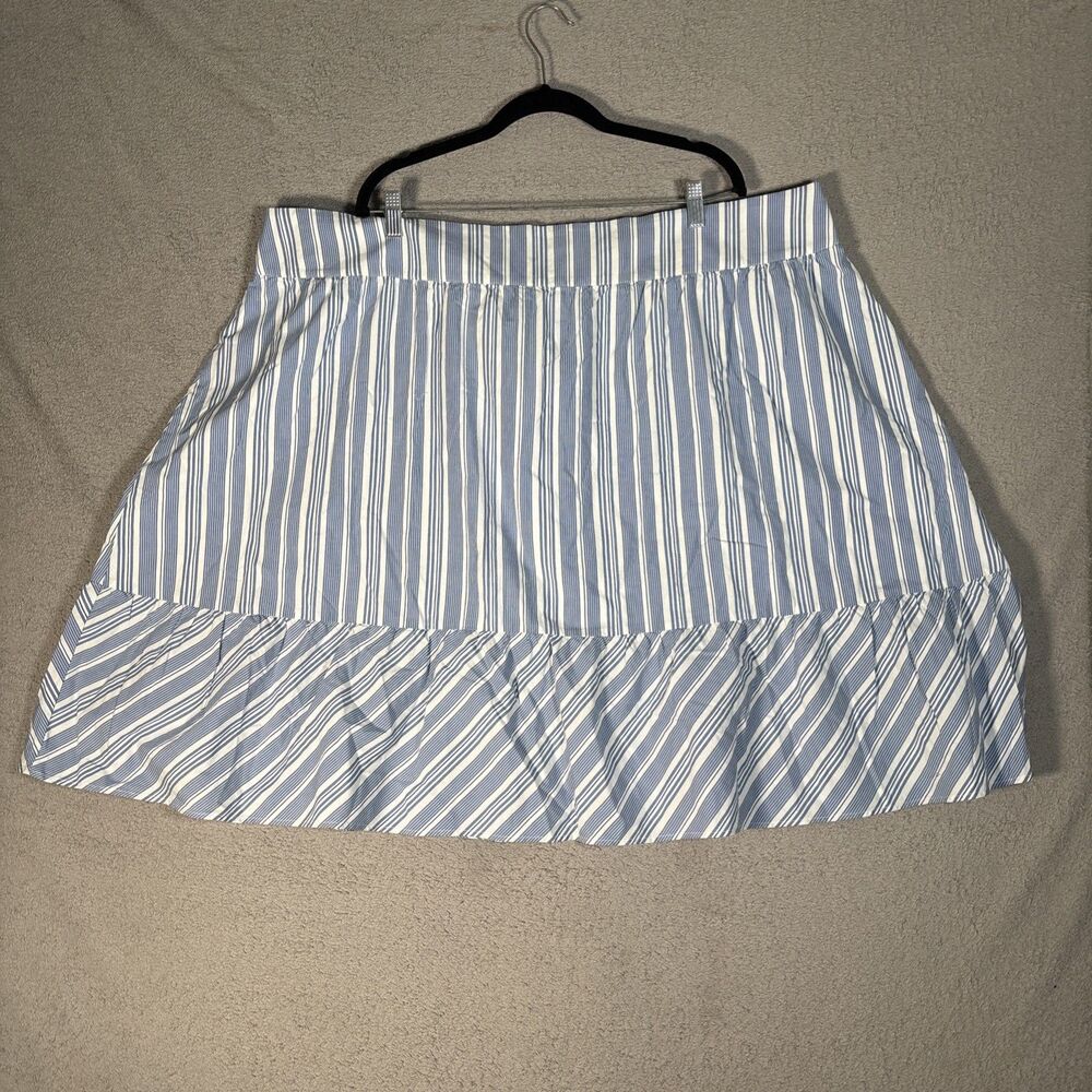 J By J Crew Midi Skirt Women's Plus Size 24 Blue White Stripes Yacht Core Preppy